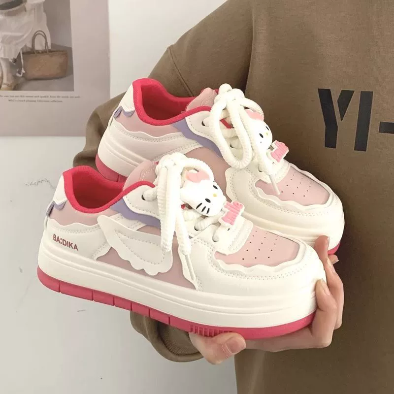 2024 летний взрыв оригинального ниши kt уродливая маленькая белая обувь с плоской подошвой и толстой подошвой, дикий повседневный студенческий хлеб