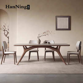 意式极简德利丰岩板餐桌椅组合北欧实木岩板餐桌大小户型家用饭桌