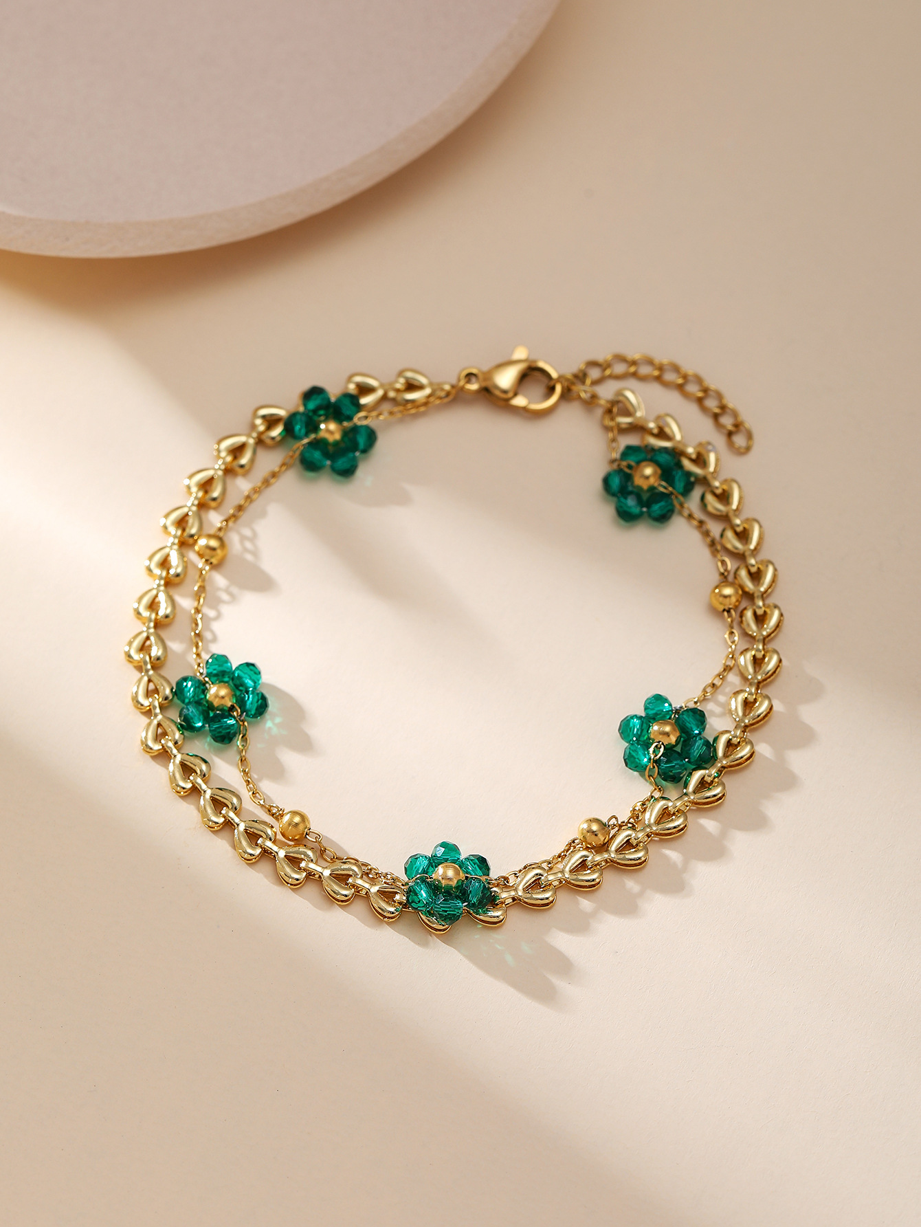 Titanium Steel Pendant Material Retro Simple Style Flower Titanium Steel Bracelets In Bulk