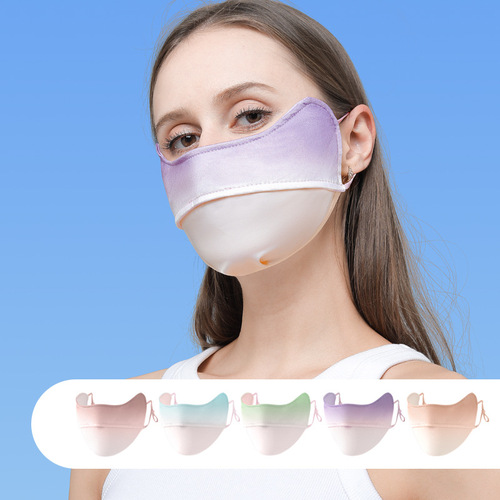 Jiao Xia's same gradient color eye protection sun protection mask with ear hanging ear dust protection and UV protection gradient ice silk sun protection