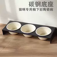 Керамическая миска для кошачьего корма, миска для воды, двойная миска, три миски, миска для кошек, специальная миска для закусок с питьевой водой, наклонный рот, миска для риса с защитой от ударов, защита для шеи