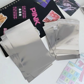 银色自粘袋出卡打包包装袋爱豆照片手账礼品自封袋子批发塑料袋
