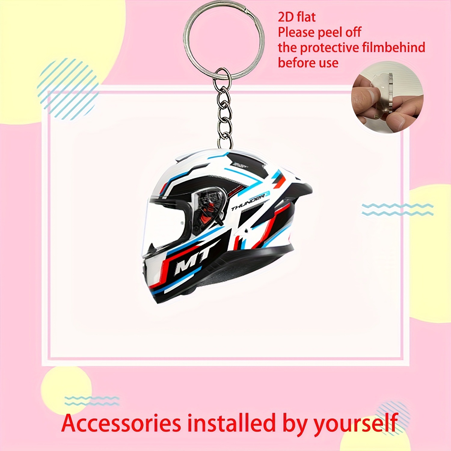 Transfronterizo nuevo acrílico plano dinámico casco llavero para automóviles colgantes de decoración del hogar colgantes