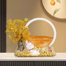 发财树招财进宝摆件招财猫流沙画办公室乔迁开业大吉礼物高档礼品