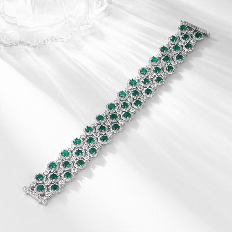 Pulsera de diamantes verde real de lujo ligero transfronterizo para mujer S925 con incrustaciones de plata para cultivar joyas de tesoros de color brillante en el cielo lleno de estrellas