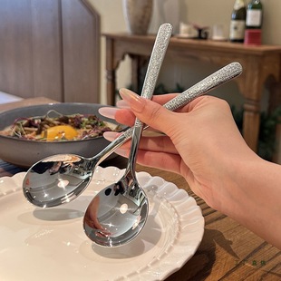 Japanese-Style 316 Hammered Spoon, High-Looking Household Stainless Steel Spoon, Serving Spoon, Soup Spoon