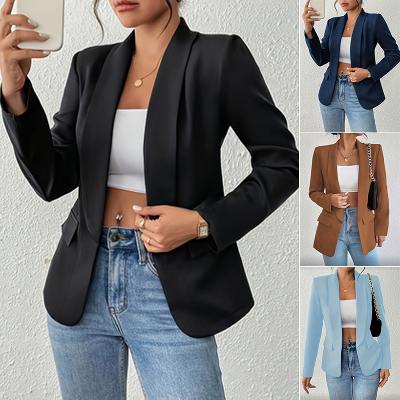 Women's Casual Blazer, Multi-Color, Slim Fit, Slimming, Small Suit, Versatile for Commuting, Long-Sleeved Clothing, Women's European and American Style