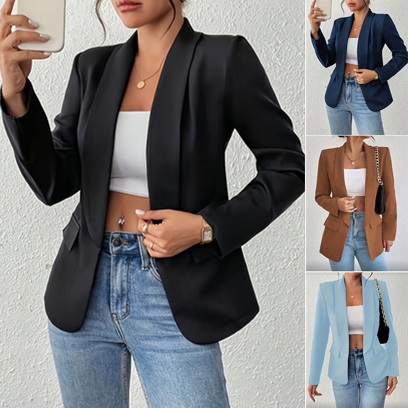 Women's Casual Blazer, Multi-Color, Slim Fit, Slimming, Small Suit, Versatile for Commuting, Long-Sleeved Clothing, Women's European and American Style