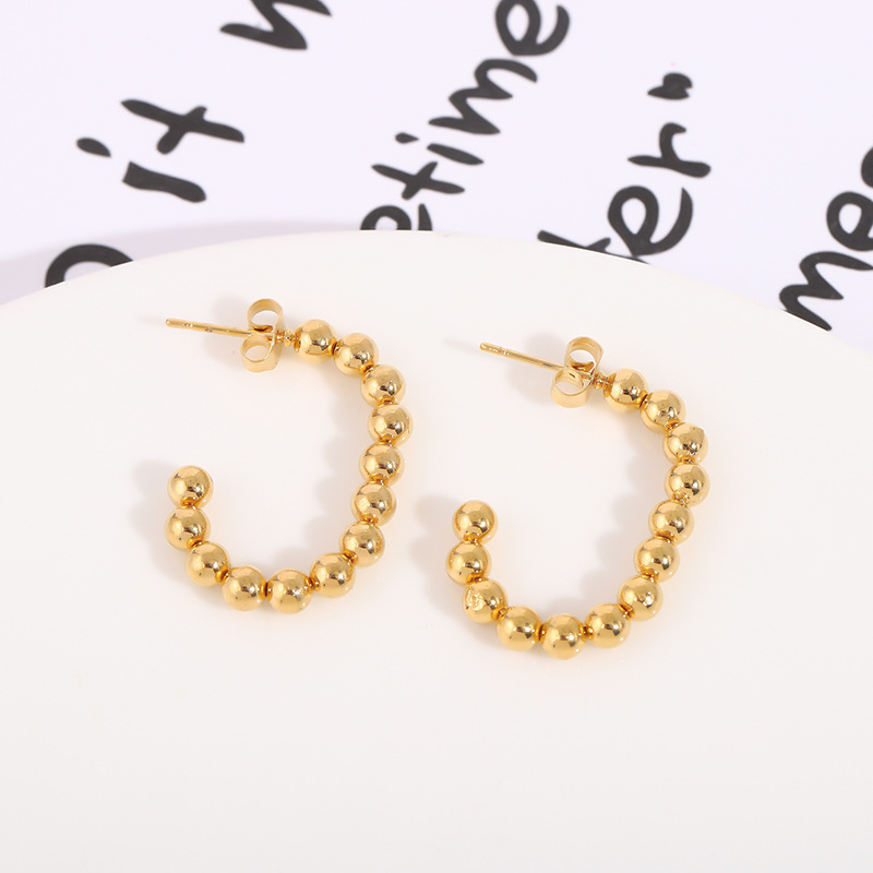 1 Pair Basic Retro Geometric Plating 201 Stainless Steel Gold Plated Earrings display picture 1