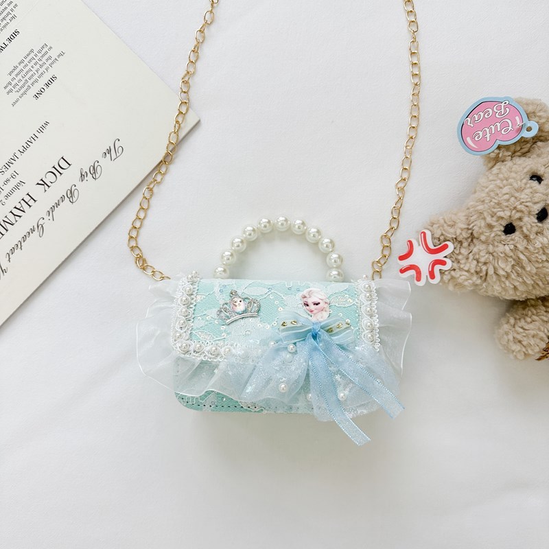 Nuevo bolso infantil, bolso de moda de perlas, bolso de hombro de flores de niñas, bolso de moda de cadena, mochila pequeña