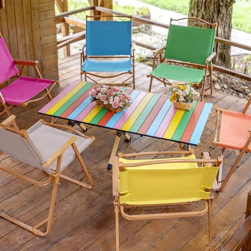 Outdoor Camping Folding Table Colorful Portable Aluminum Hiking Table Leisure Garden Outdoor Table and Chair Set