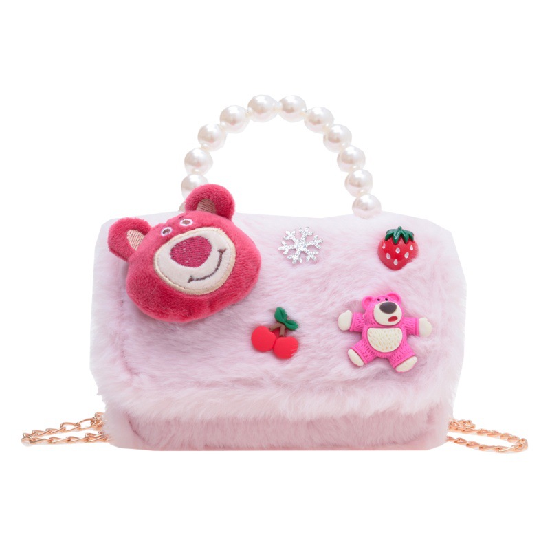 Nuevo 2023 bolso de niña moda occidental princesa bolso de mano versátil bolsa de mensajero de los niños bolsa de felpa de dibujos animados
