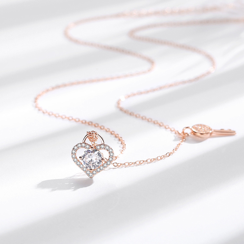 Nueva llave del corazón amor romántico estilo japonés y coreano moda s925 plata esterlina collar regalo del Día San Valentín al por mayor