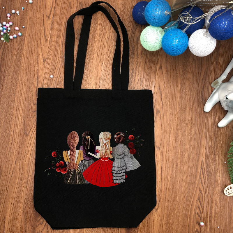 Original-bordado bolsa de lona DIY material bolsa estudiante bolsa de tela hombro hecho a mano principiante material bolsa kit Su bordado