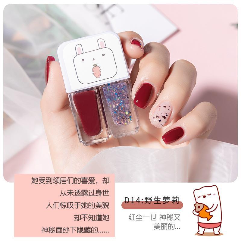 Géminis a base de agua esmalte de uñas hornear-libre de larga duración de secado rápido tearable desnudo transparente inodoro esmalte de uñas al por mayor