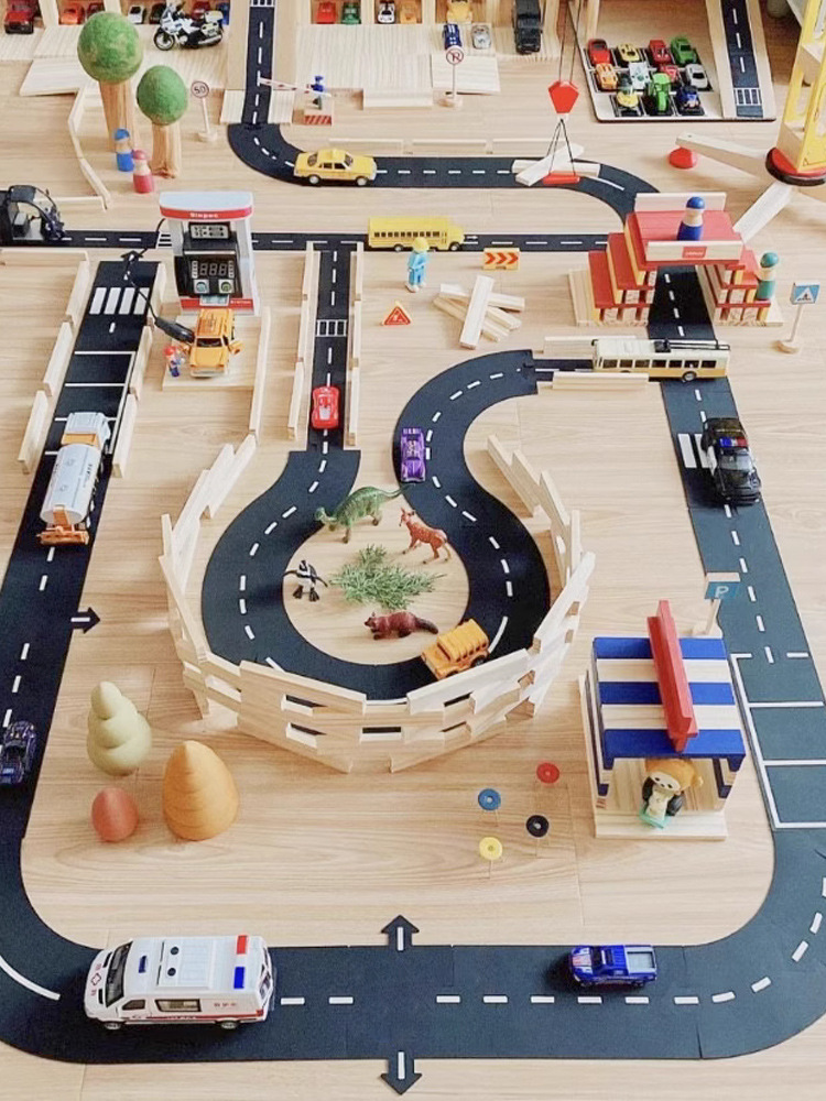 Kindergarten Kidsren's Construction Area Ins Splicing Car Track Highway Construction Pvc Soft Plastic Puzzle Toys