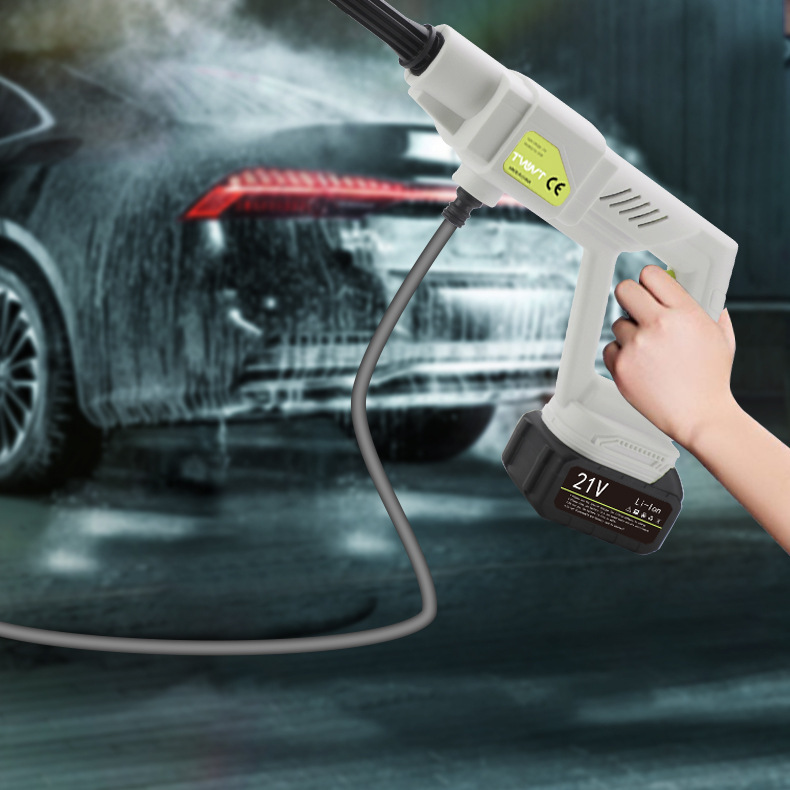 Cross-Border High-Pressure Car Wash Water Gun, Rechargeable Portable Lithium Battery Water Gun, High-Power Electric Display Water Gun, Cleaning Machine, Flower Watering Tool