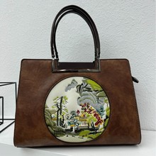 托特包新中式国风刺绣单肩包大容量国潮通勤民族风复古包包跨境