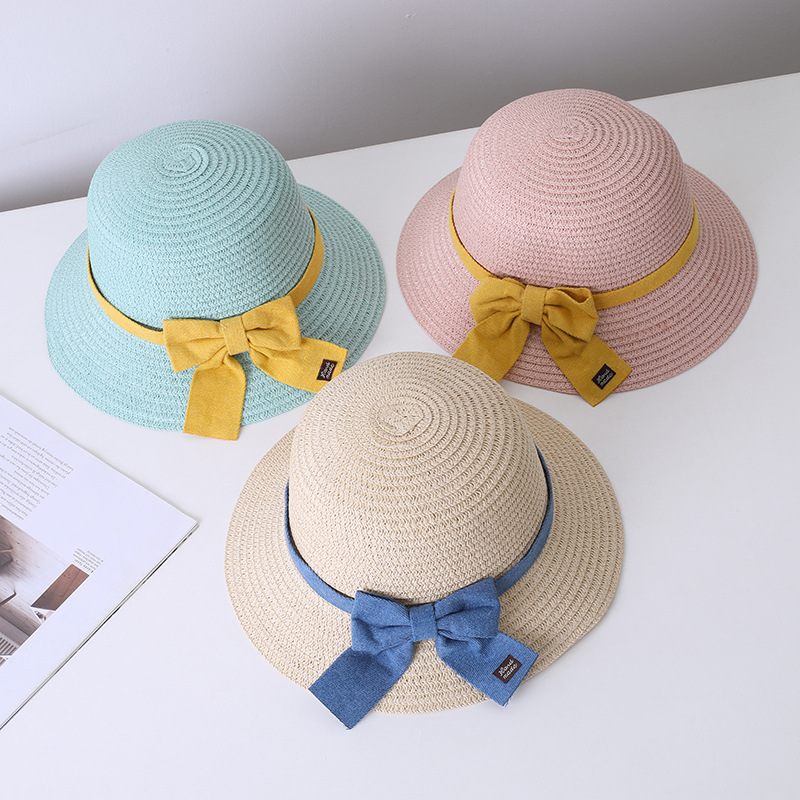 147g Weight Hat Classification straw Fabric Type Straw Hat Hats Type 1 Piece, 1 Set Quantity Holiday, Outdoor Occasion Bow Knot Pattern All Seasons Season Children Unisex Gender Sweet Style Children Unisex Sweet Bow Knot Straw Hat 11