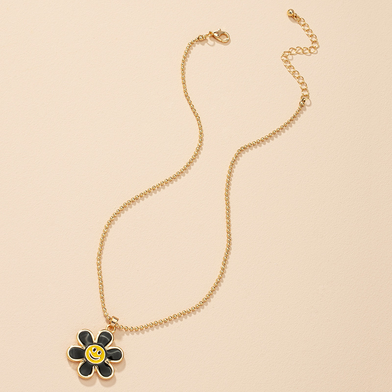 Fashion flower smiley alloy necklace wholesale