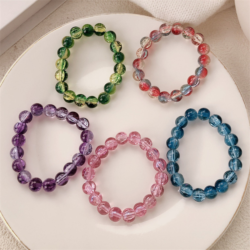 Pulsera de cuentas degradadas de hielo de estilo explosivo Mori alrededor de los dedos