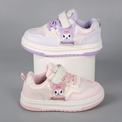 漫画スニーカー、女の子のファッショナブルなスポーツシューズ、通気性のある春と秋のカジュアルな革の子供靴、中型および大型の子供用の柔らかい底の子供靴