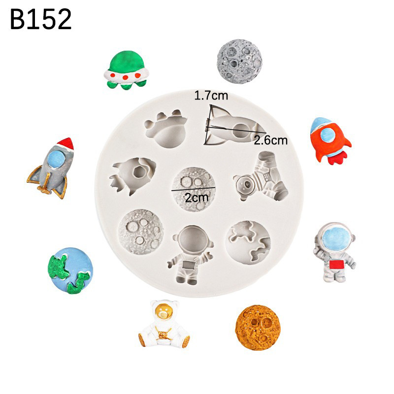 Fondant chocolate para hornear espacio creativo astronauta nave espacial DIY pastel decoración silicona molde epoxi