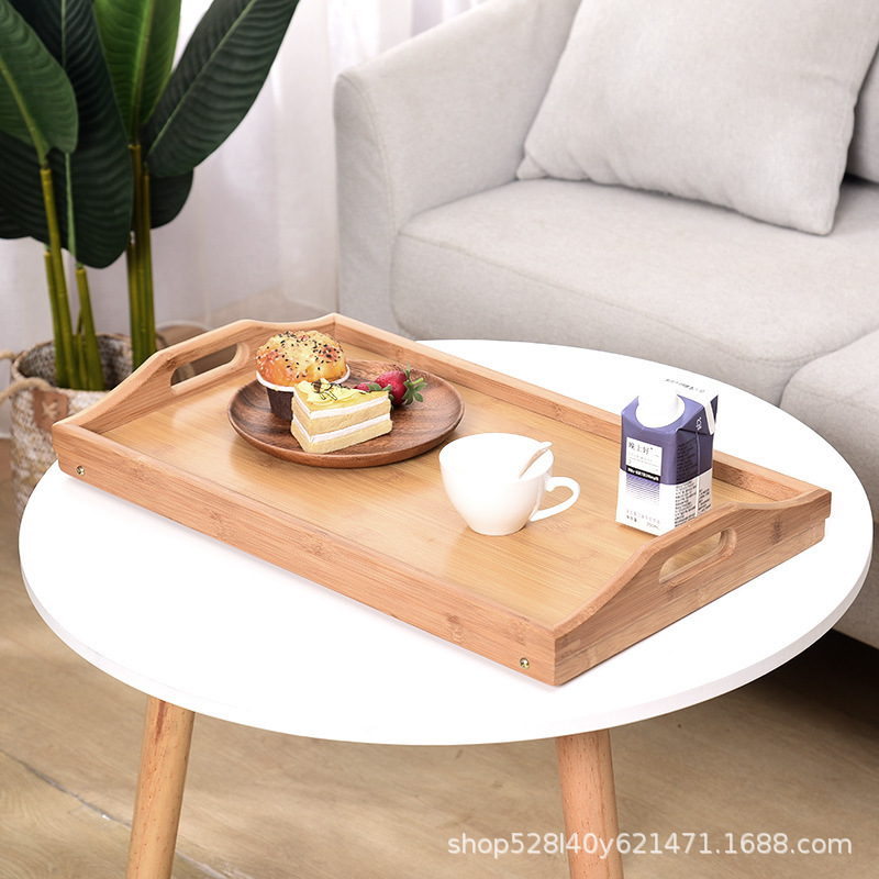 Nanzhu Dormitory Notebook Table Simple Tray Bamboo Tea Tray with Feet Bed Small Folding Dining Table