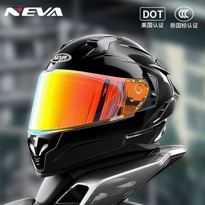 Helmet New Model 3C Certified: Motosiklet dəbilqələri - extra-bright-black-with-aurora-red-comes-with-a-transparent-mirror