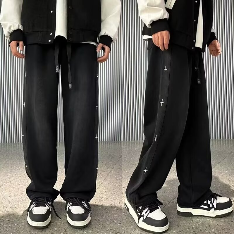 American Style Jeans High-End Vintage Loose High Street Wide-Leg Draped Straight Long Pants Trendy Men_mkmklike.com