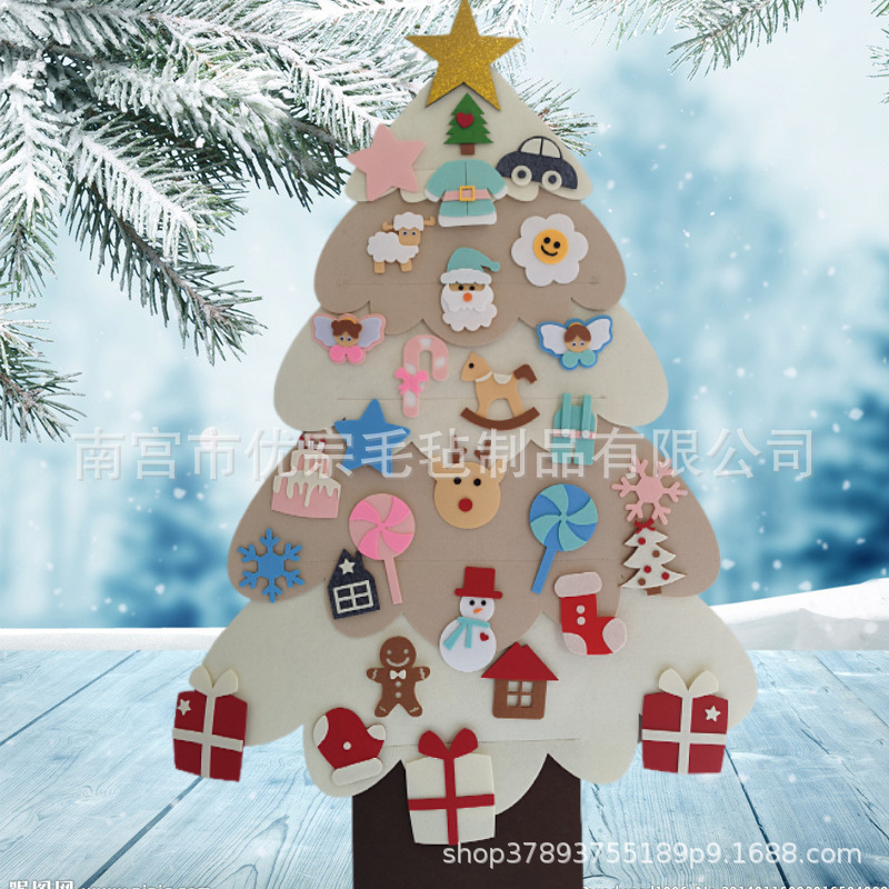 En stock árbol de navidad de fieltro transfronterizo árbol de navidad tridimensional diy empalme árbol de navidad nuevas decoraciones de navidad