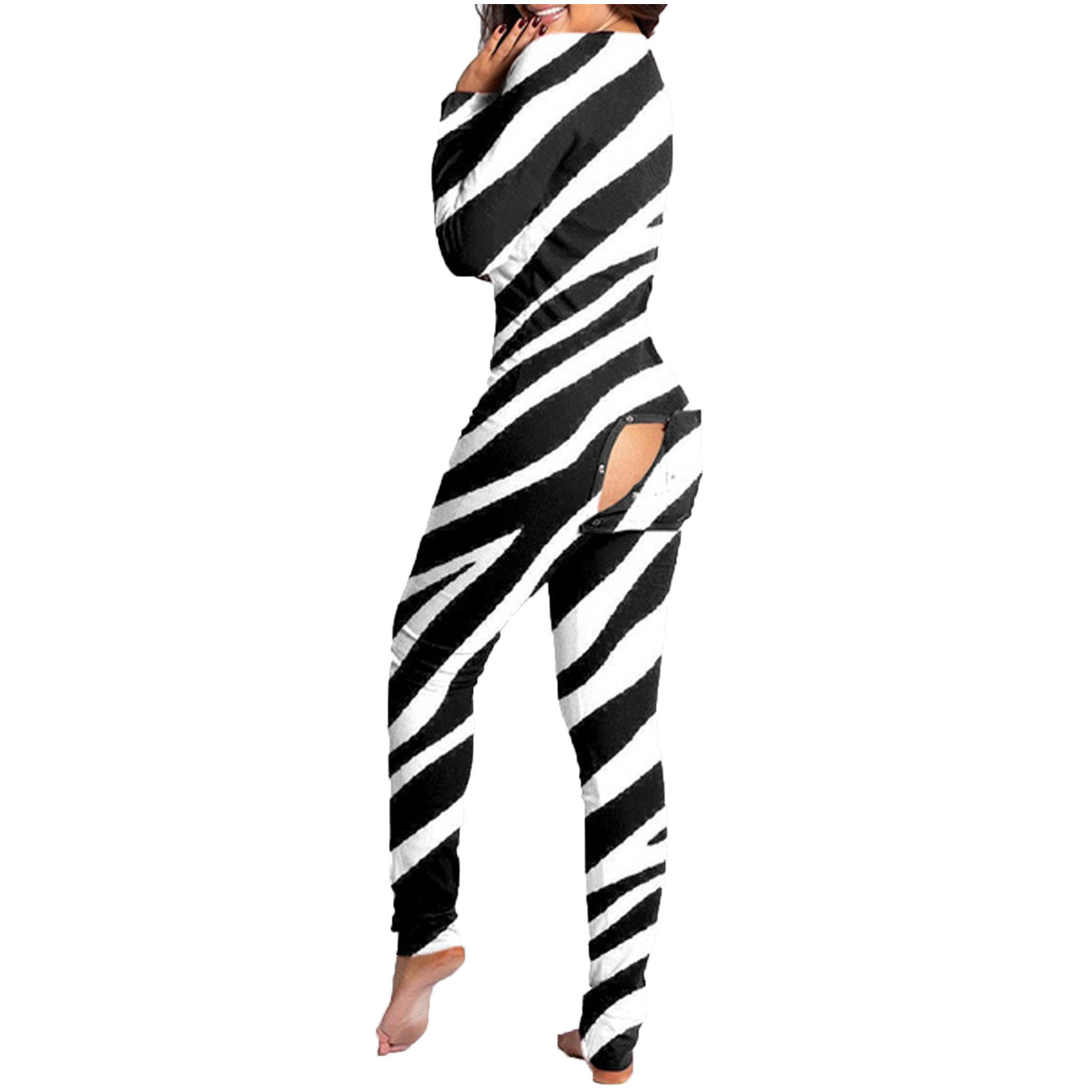 2021 estación independiente Amazon nuevo mono botón impreso botón funcional Flip pijamas para adultos