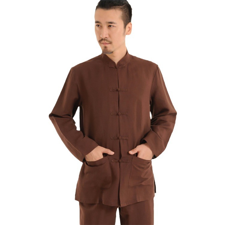 Flax, cotton and linen men's clothing large size Chinese style meditation for residents health suit Taiji suit Zen tea suit A012