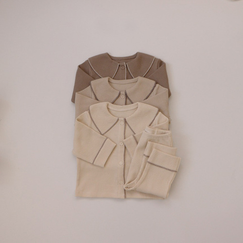 Autumn children's home wear pajamas set boys and girls Ins style Korean style children's clothing Baofuge air-conditioned clothes