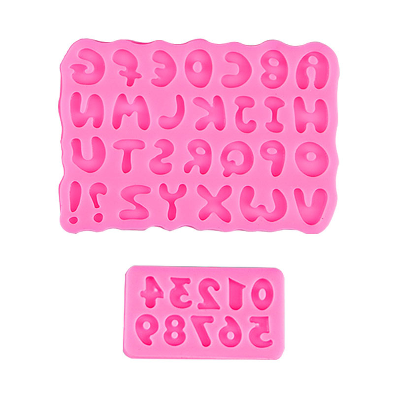 Números tamaño inglés letras fondant silicona molde DIY decoración de la torta galleta chocolate en stock lot