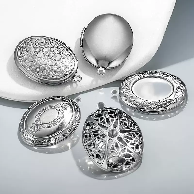 不锈钢椭圆形吊坠相盒设计个性精美小饰品手工diy项链饰品挂件