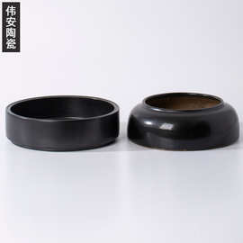 创意日式中式点心干果盘矮脚水果盘复古陶瓷托盘茶桌摆件茶道配件