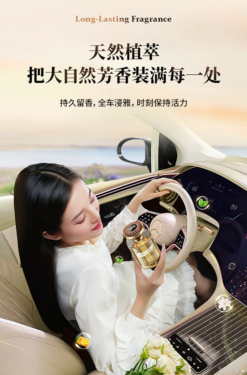 Gardenia Car Fragrance, High-End Perfume, Long-Lasting Fragrance in the Car, High-End Fragrance Freshener for Men and Women