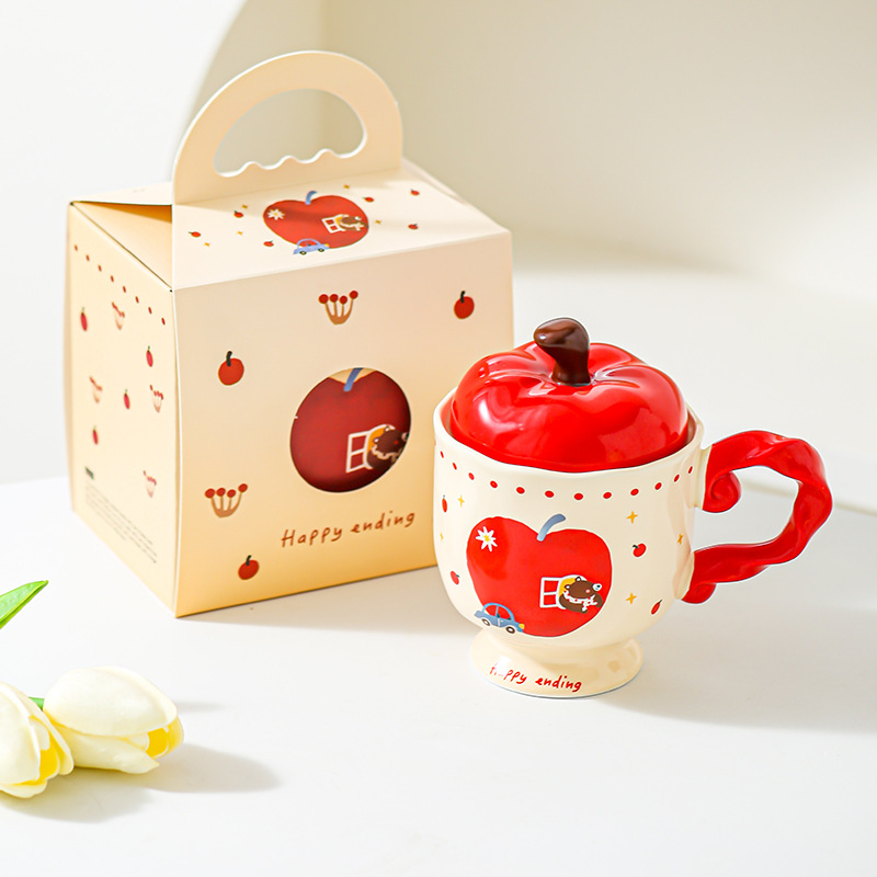 Taza de cerámica de manzana creativa, regalo de oficina, taza de café, taza de agua, taza de desayuno para parejas, regalo