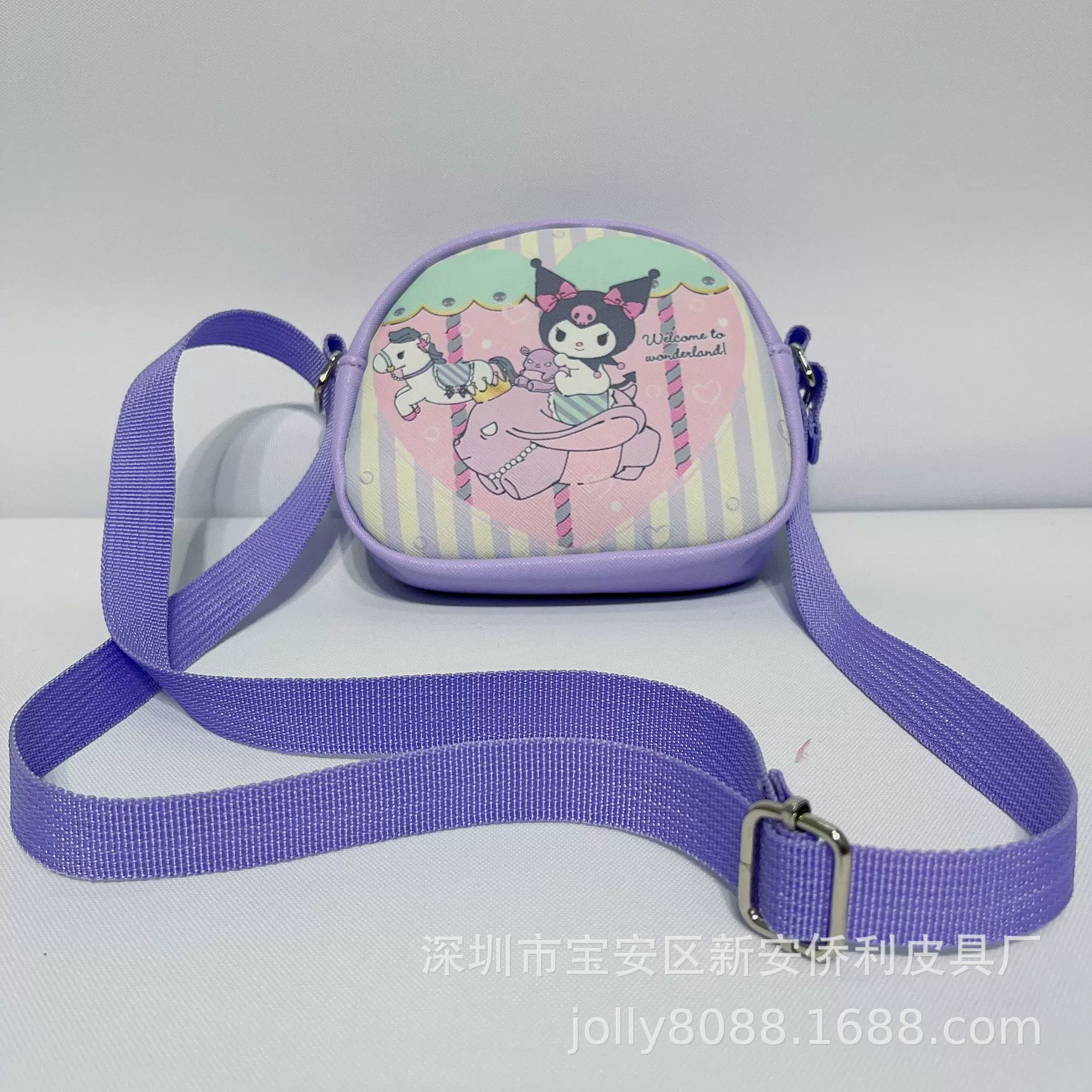 卡通儿童斜挎包单肩包双面印花库洛米kuromi玉桂狗美乐蒂皮革小包