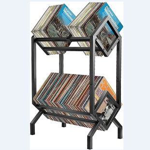 Cross-unexpectedly iron double-layer bookshelf creative office floor book stand magazine rack storage newspaper rack disc rack CD rack