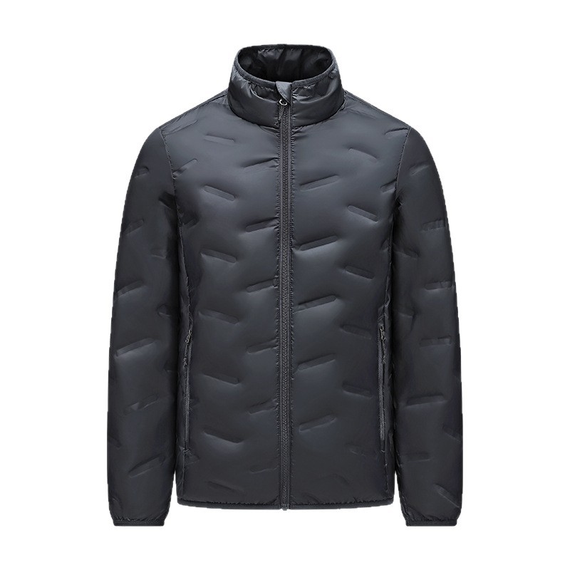 Transfronterizo ultraligero chaqueta de plumón de costilla hombre corto otoño / invierno 2025 nuevo abrigo de plumón de cuello caliente comercio exterior