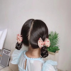 韓国版の清新な波の点の側の甘い王女の砕髪の側はカードの超仙の子供の蝶結びの網の糸のヘアピンを挟みます。