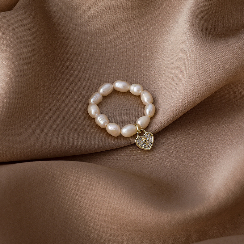 fashion zircon heart star pearl ring