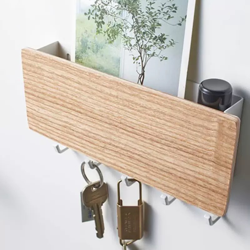 Japanese-Style Wall-Mounted Key Rack, Creative No-Drill Wall Hook Storage Rack, Multifunctional Product Storage Rack
