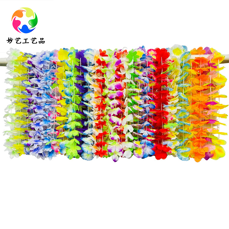 Hawaiian poliéster 50 guirlandas conjunto de guirlandas de cuello guirlandas de fiesta de cumpleaños