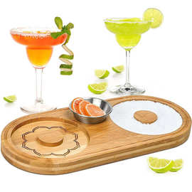 竹木香料容器盐边盒沾糖盘调酒师工具盐杯套装鸡尾酒木质白糖盐盒