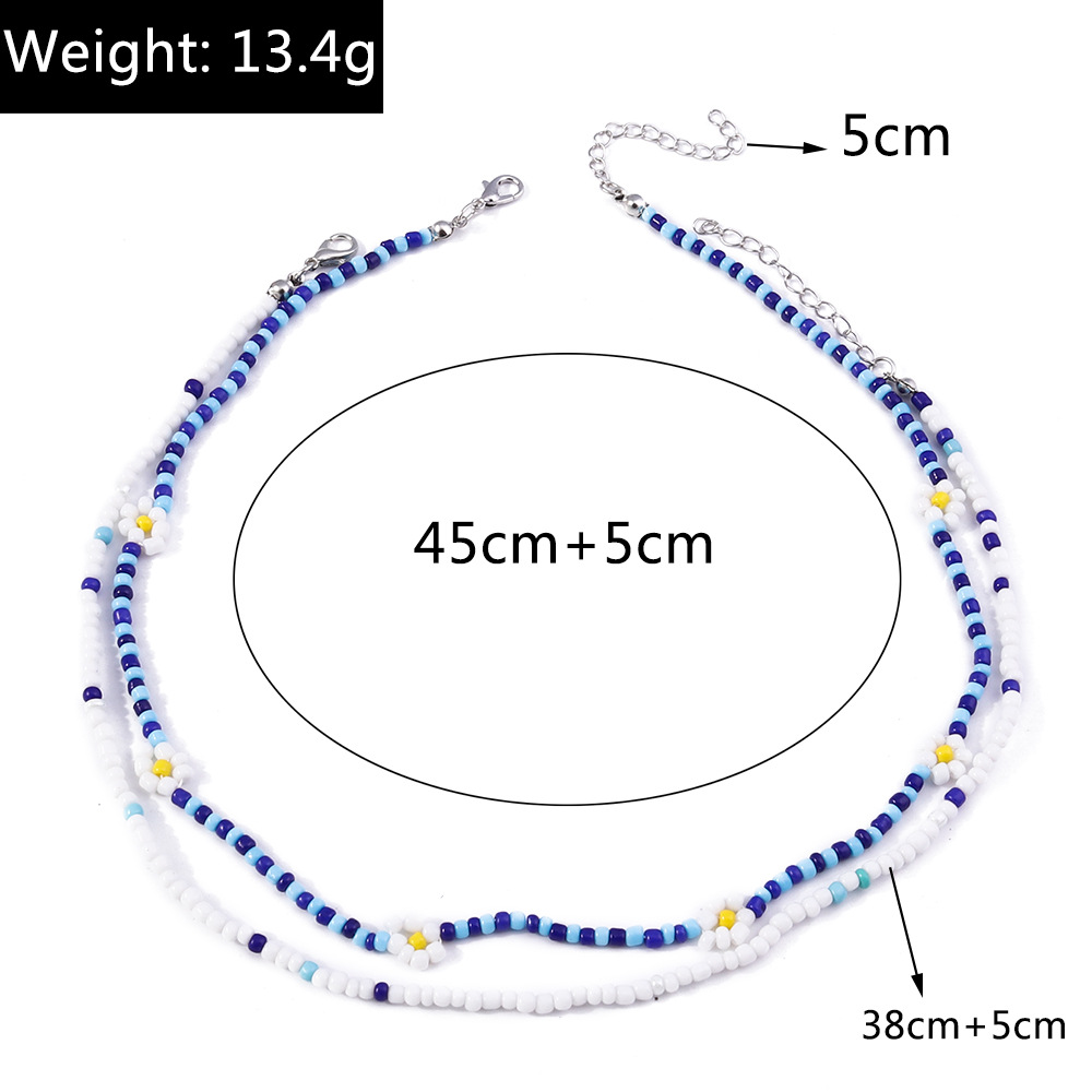 10g Weight Necklace Classification Seed Bead Chain Material Beaded Chain Chain Type 1 Piece, 1 Set Quantity Casual, Holiday, Street Occasion Resin Material Flower Pattern All Seasons Season Women's Gender Beaded Design Elegant, Lady Style Elegant Lady Flower Resin Beaded Chain Beaded Necklaces Wholesale 6