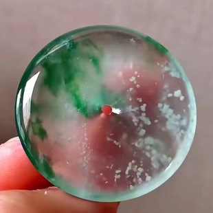 Burmese Jade Glass Ice Type Floating Flower Snowflake Cotton Safety Buckle Jade Treatment Jade Pendant Jade Pendant
