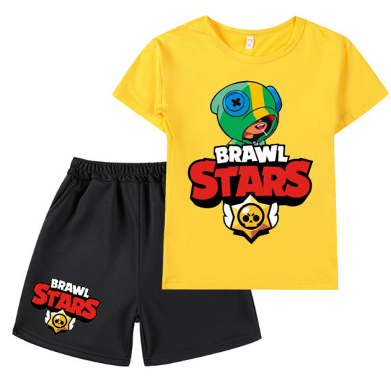 Brawl Star cross-border foreign trade hot new children's cartoon suit boys and girls short-sleeved T-shirt + shorts spring and summer